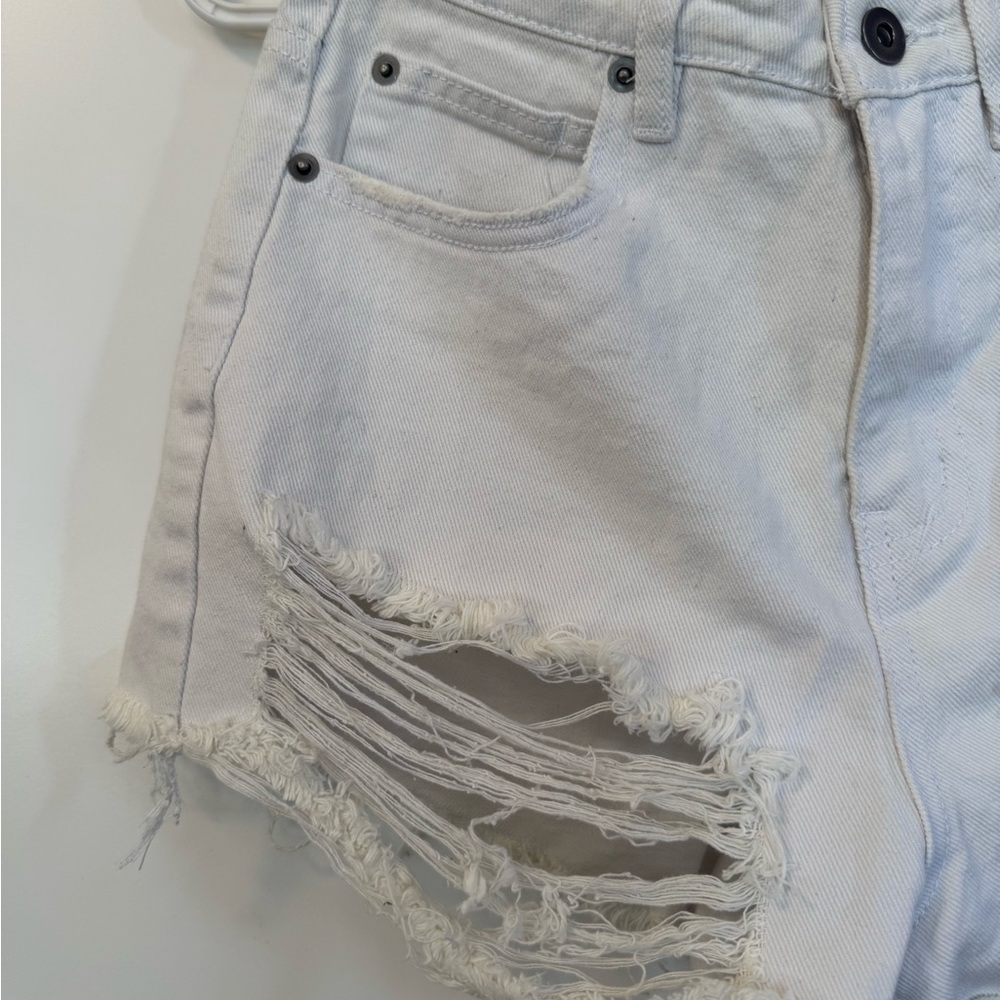 Tiger Mist White Distressed Jean Shorts
